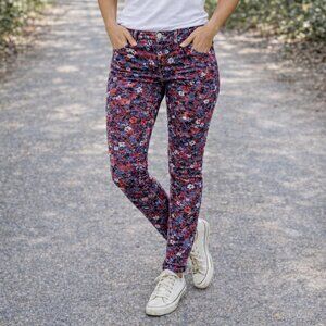 By Anthropology Pilcro and Letterpress Corduroy High Rise Skinny Floral Pants
